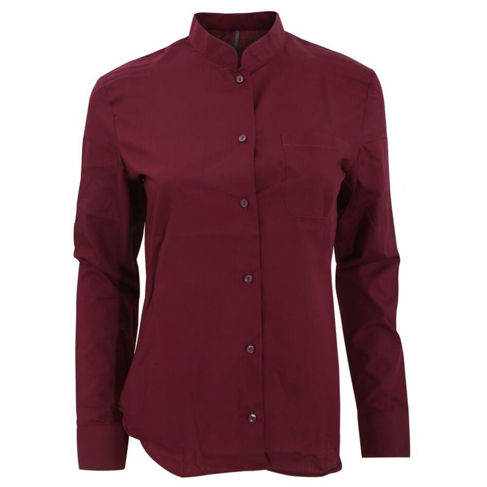 Kariban Womens/Ladies Long Sleeve Mandarin Collar Shirt / Wine
